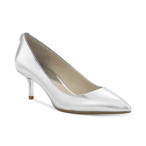 michael kors grey heels|Michael Kors silver kitten heels.